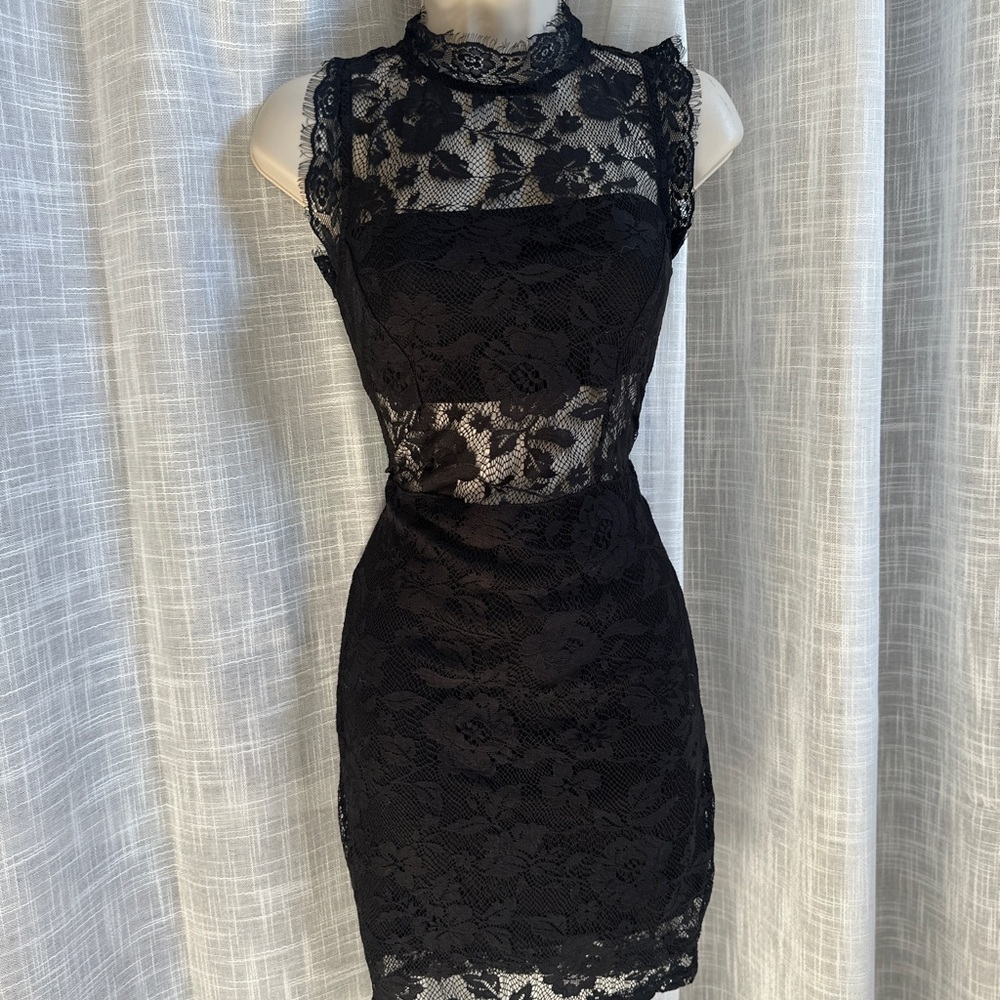Elegant Black Lace Bodycon Mini Dress